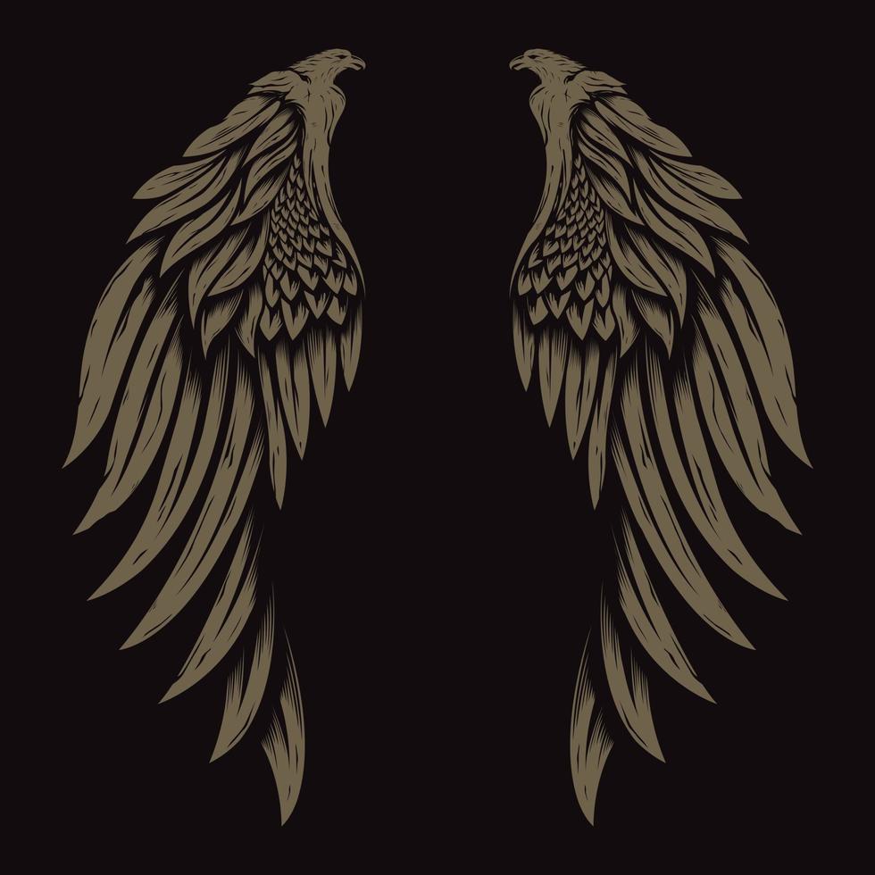 Vintage angel wings illustration vector logo design