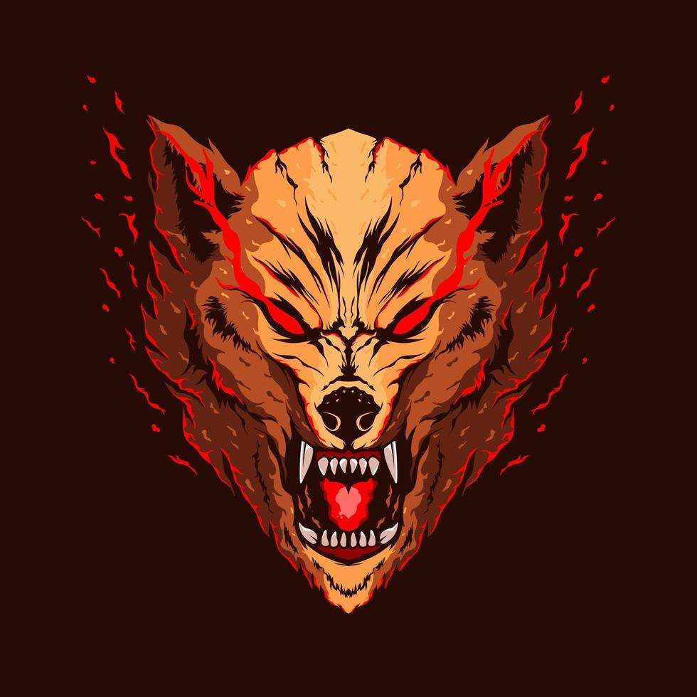 wolf head illustration color logo design vector