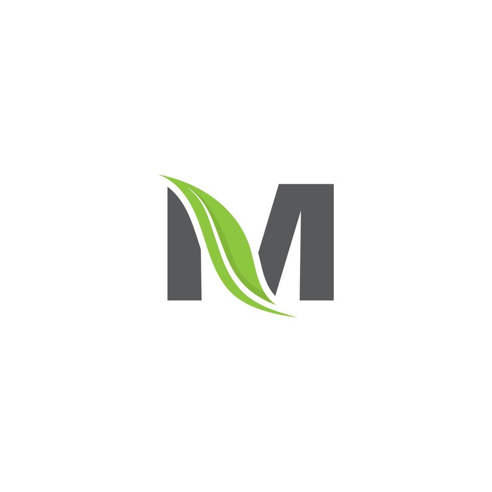 M nature leaf logo design vector