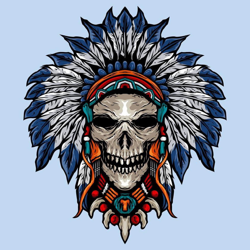 skull costume indian decoration illustration vector