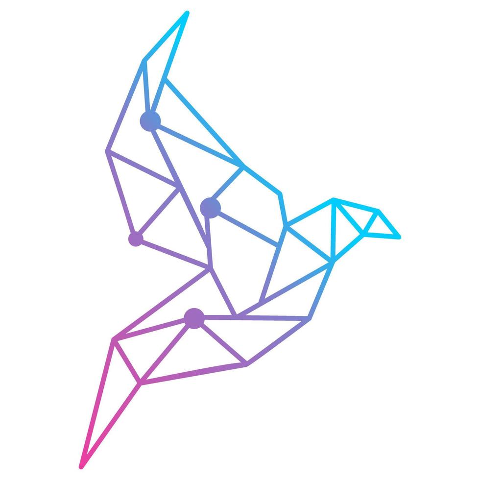 Simple diamond technology gradient blue bird logo with stretched wings vector