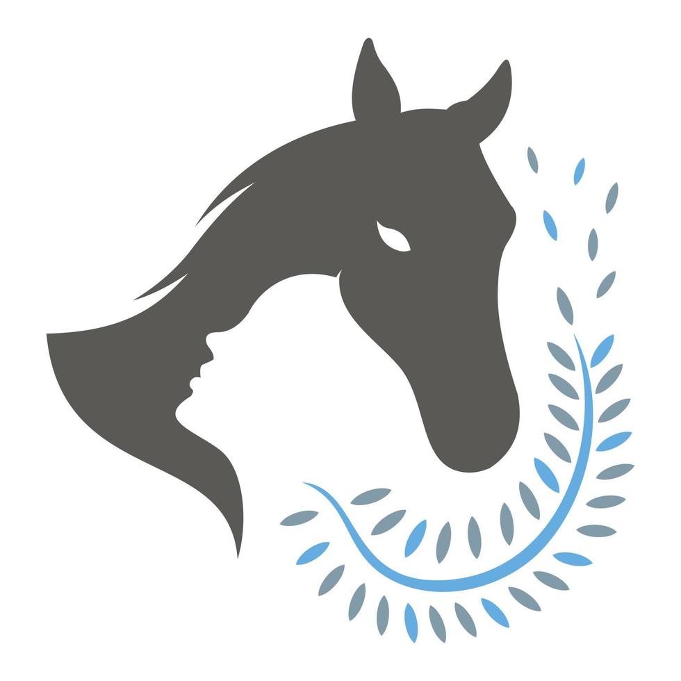 silueta de logotipo simple de un vector de mujer de mantenimiento de caballos