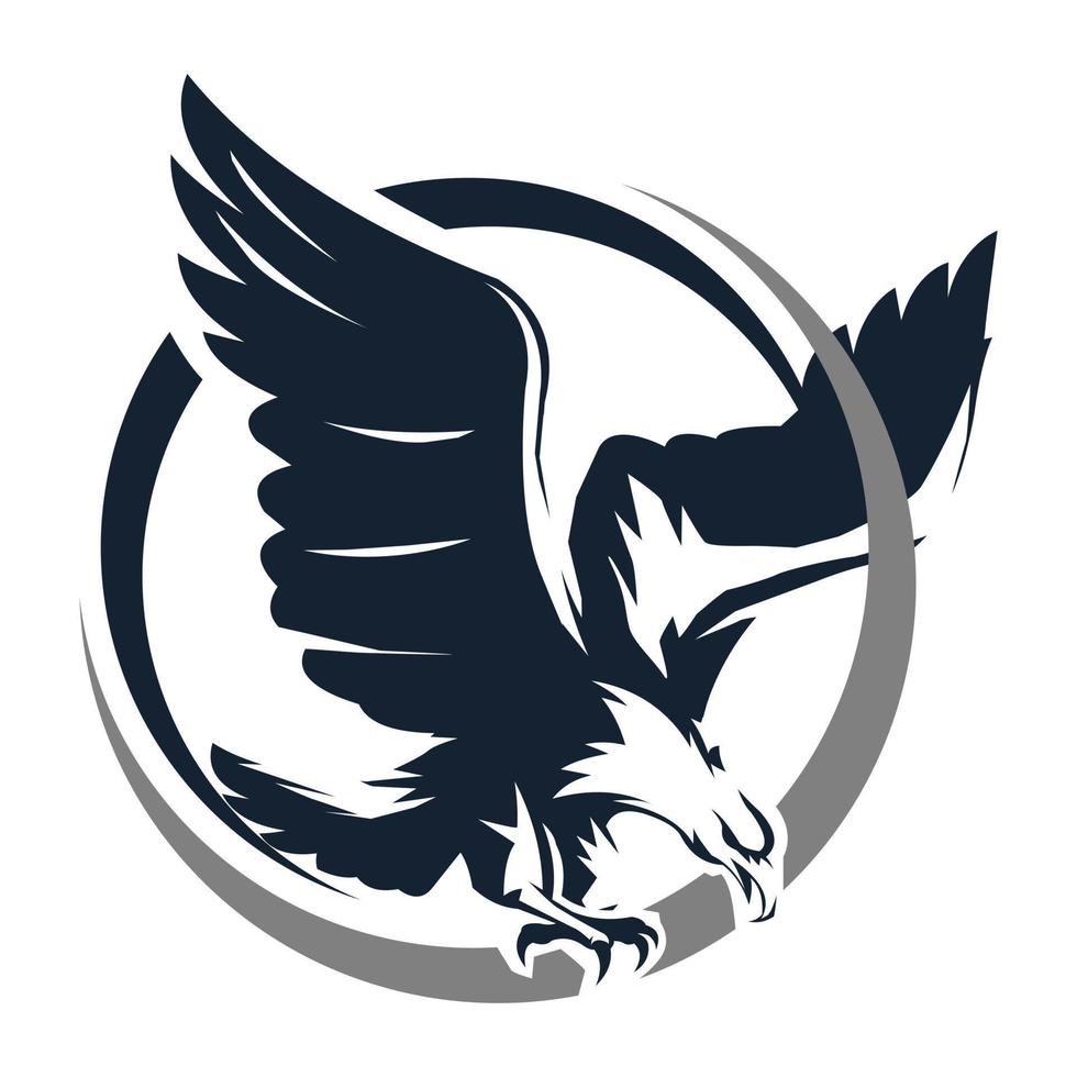 Simple eagle logo with wings spread inside a circle vector