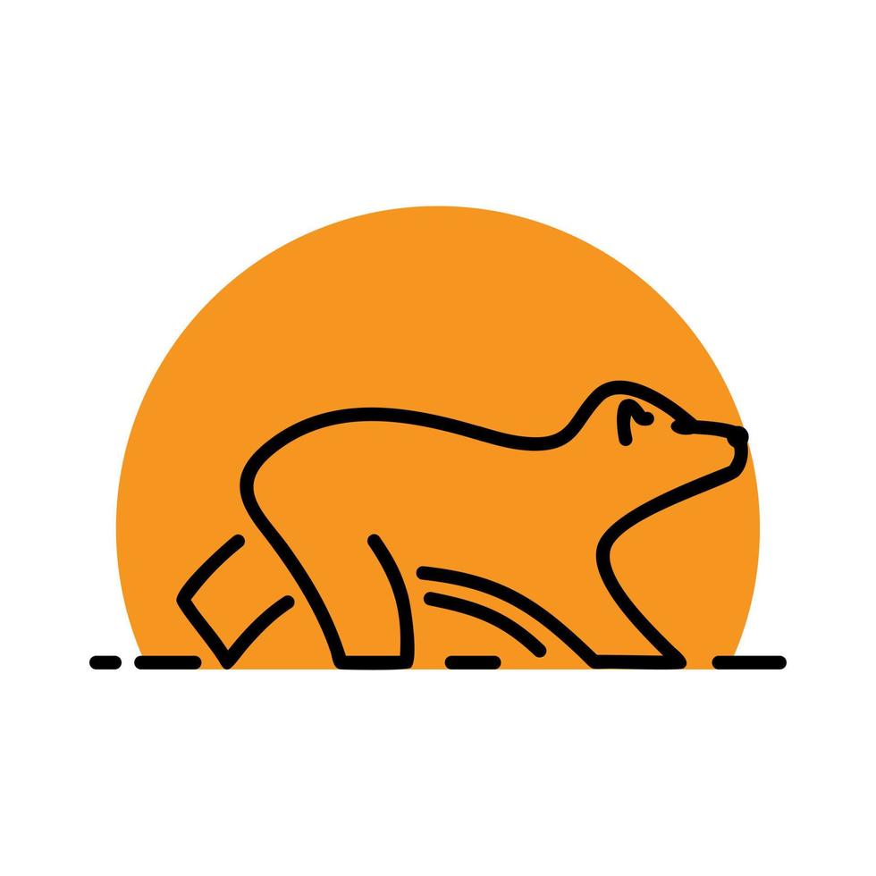 Simple logo of a bear cub walking leisurely vector