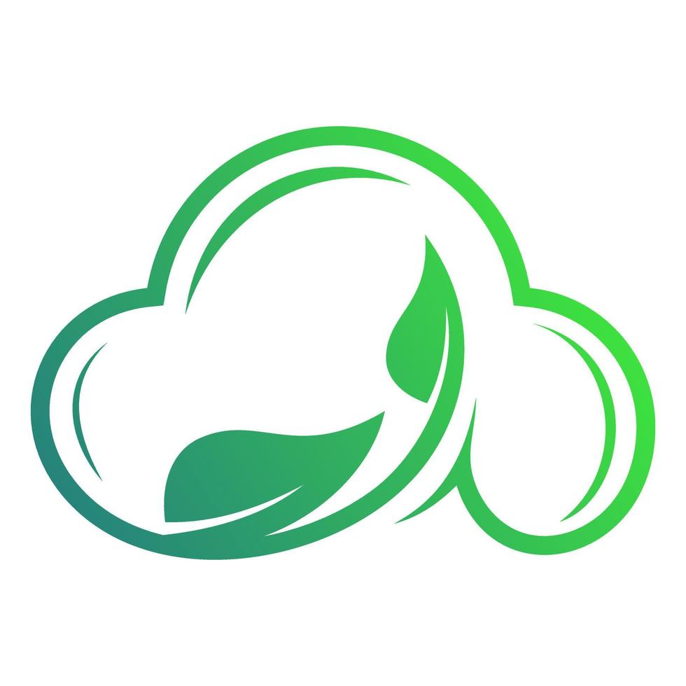vector de logotipo de hoja y nube degradado azul verde simple