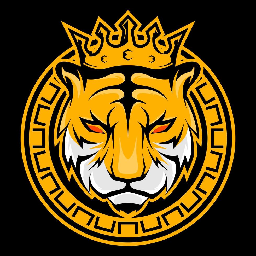 The head of the tiger king in a circle with a terrible look vector