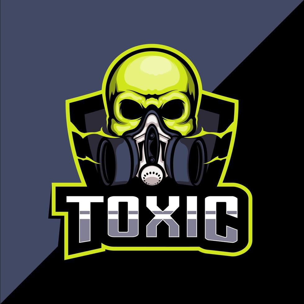 diseño de logotipo de esport de deporte de máscara tóxica vector