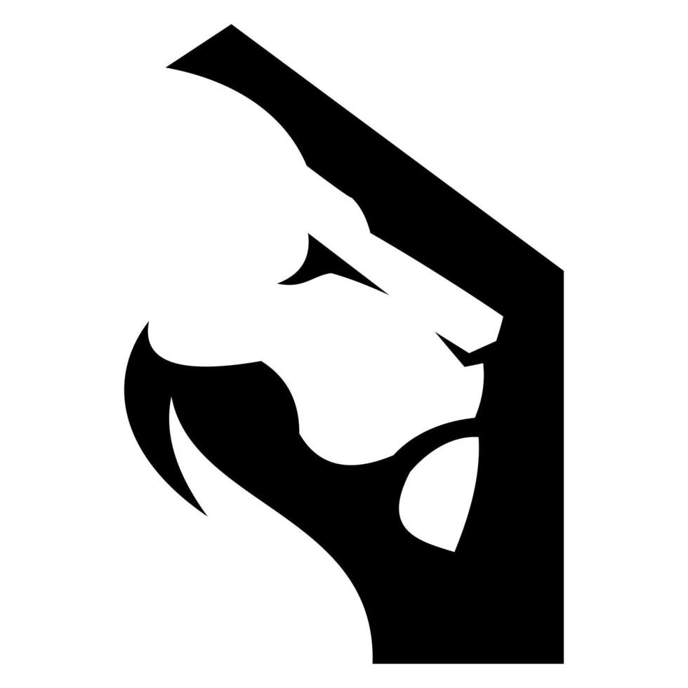 silueta de logotipo simple de una cabeza de león y una casa vector