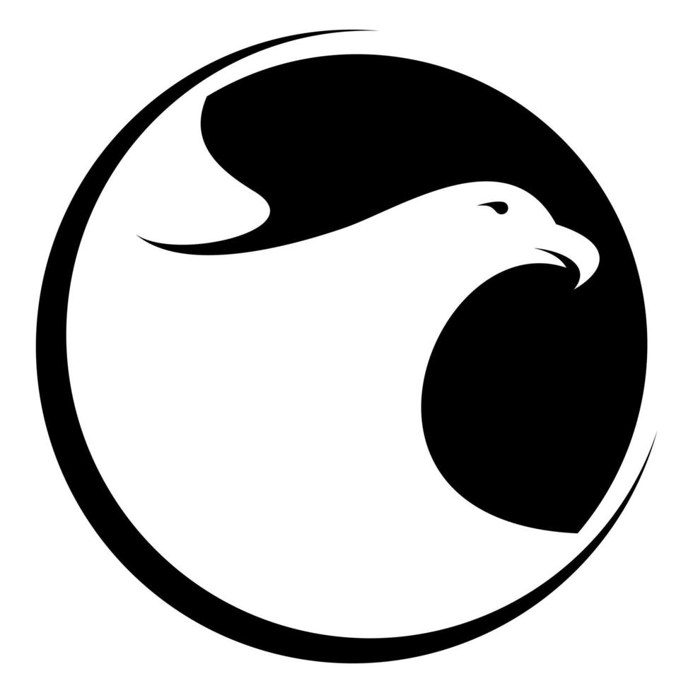 Simple silhouette blue bird logo with spread wings vector