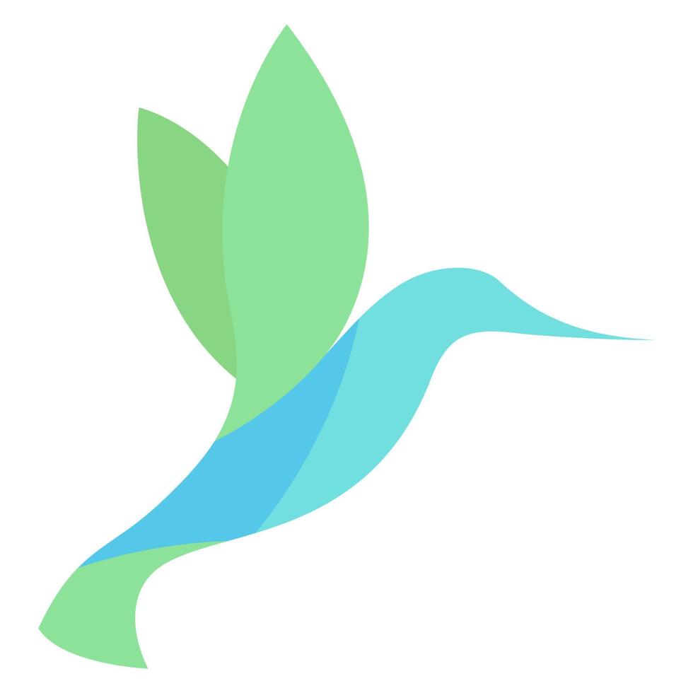 Simple gradient blue bird logo with stretched wings vector