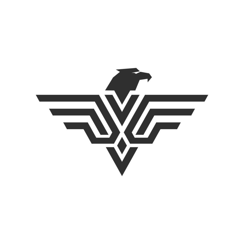 the eagle head logo and wings and VF letters vector