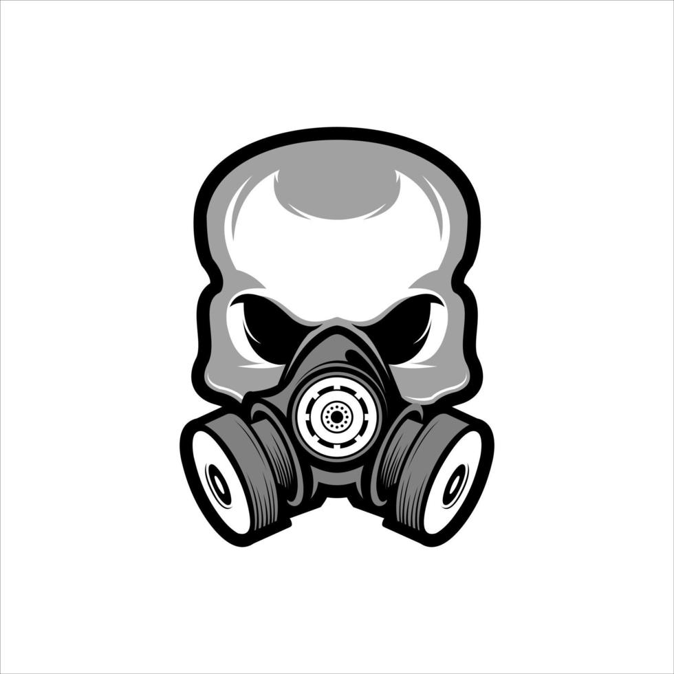 the skull wears a double filter logo chemical mask design vector