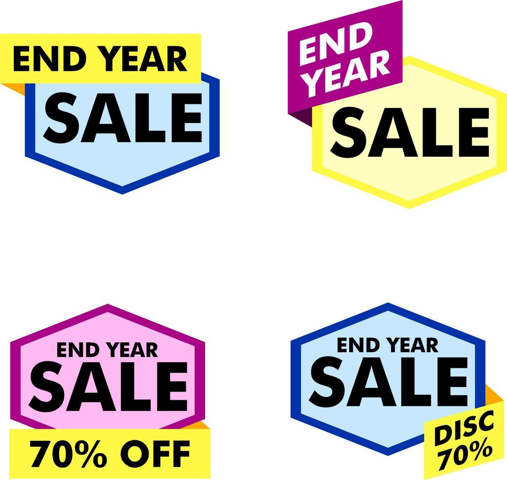 Mega sale posters tag label collection, end of year discount banners set vector