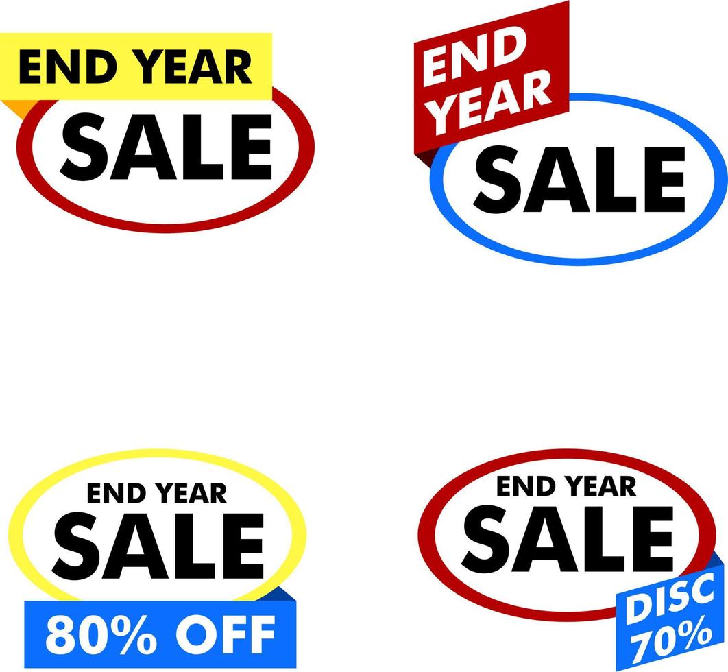 colección de etiquetas de carteles de mega venta, conjunto de banners de descuento de fin de año vector