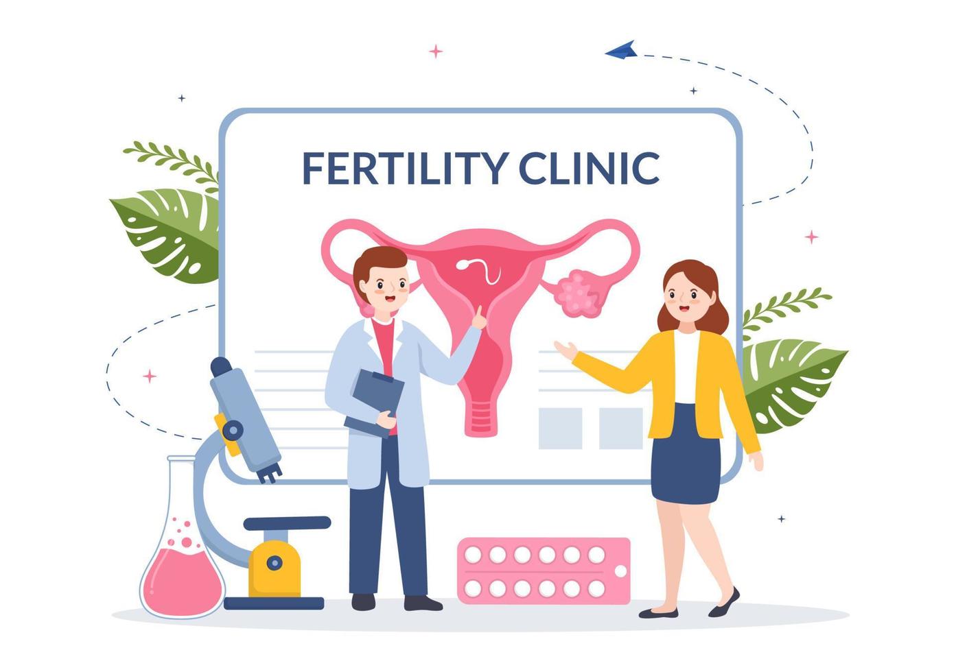 Fertility Clinic on Infertility Treatment for Couples and Handles in Vitro Fertilization Programs in Flat Cartoon Hand Drawn Templates Illustration vector