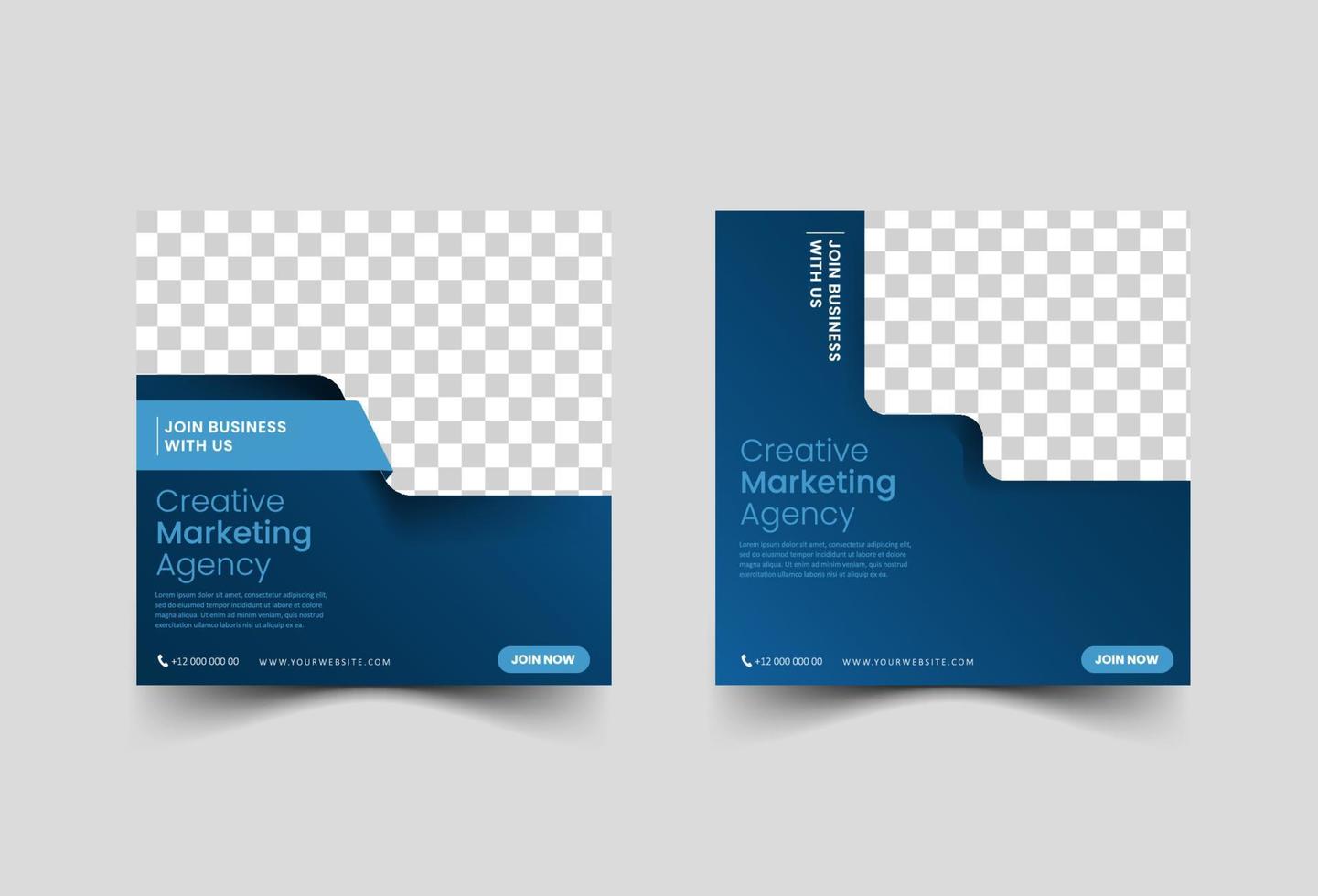 Creative marketing agency. dark gradient social media post template vector