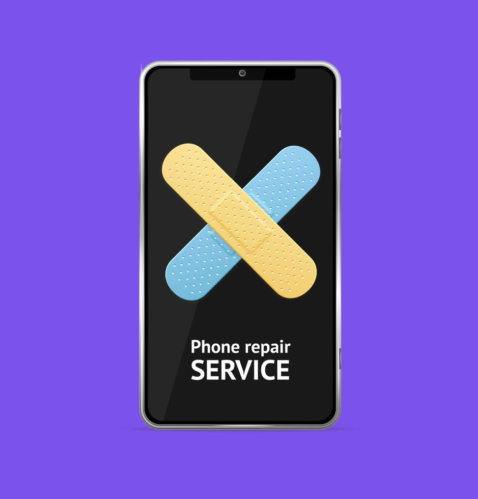 Realistic Detailed 3d Mobile Phone Damage Repair Service Concept. Vector
