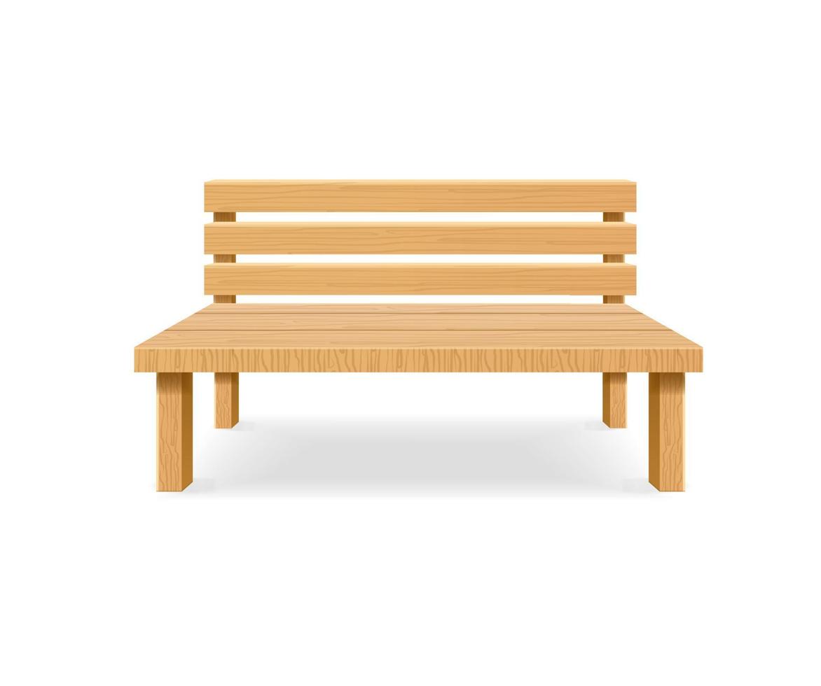 Realistic Detailed 3d Wooden Bench. Vector