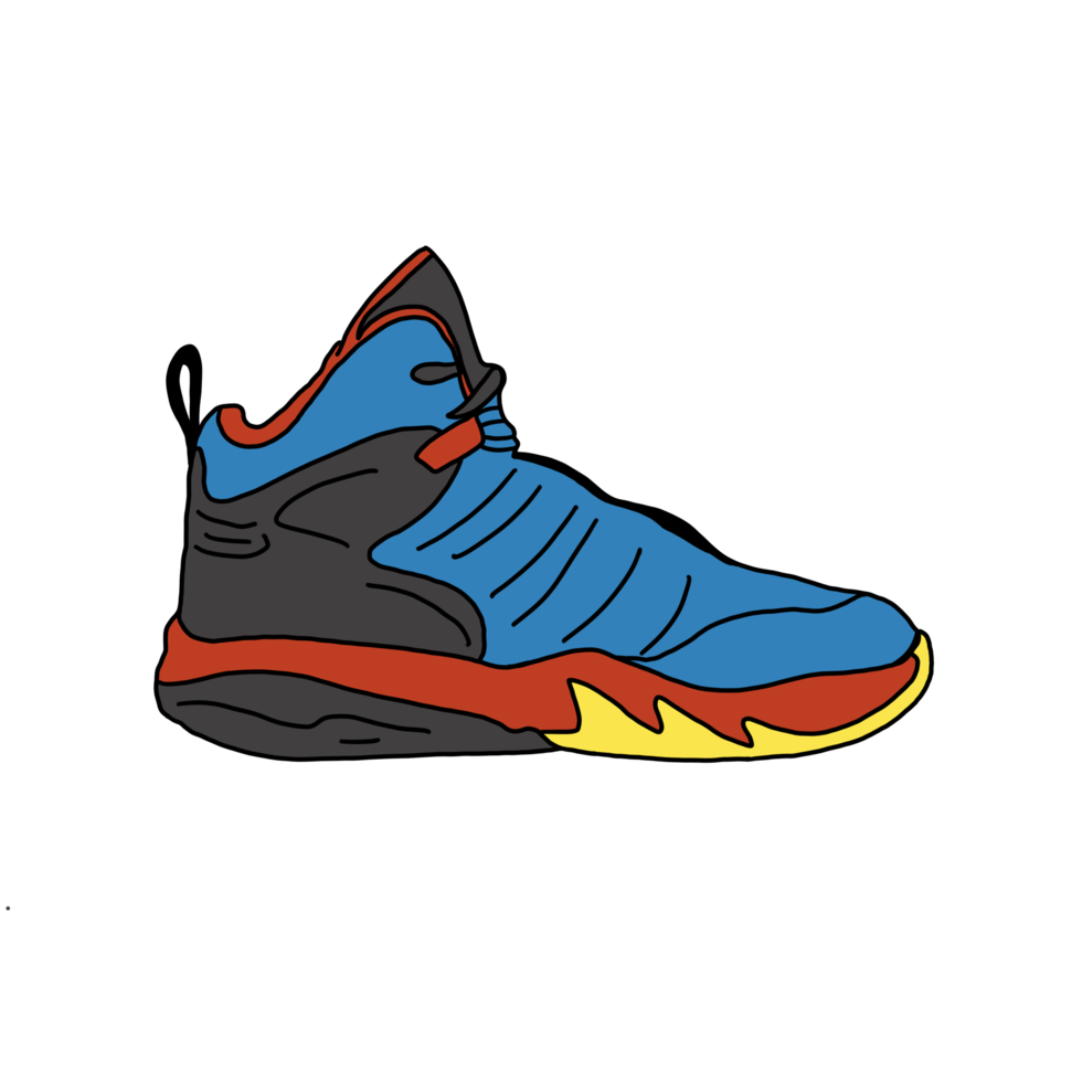 turnschuhe schwarz blau rot gelb png