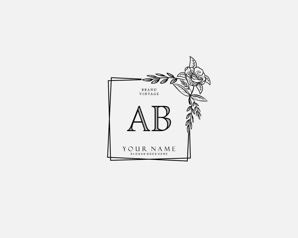 Initial AB beauty monogram and elegant logo design, handwriting logo of initial signature, wedding, fashion, floral and botanical with creative template. vector