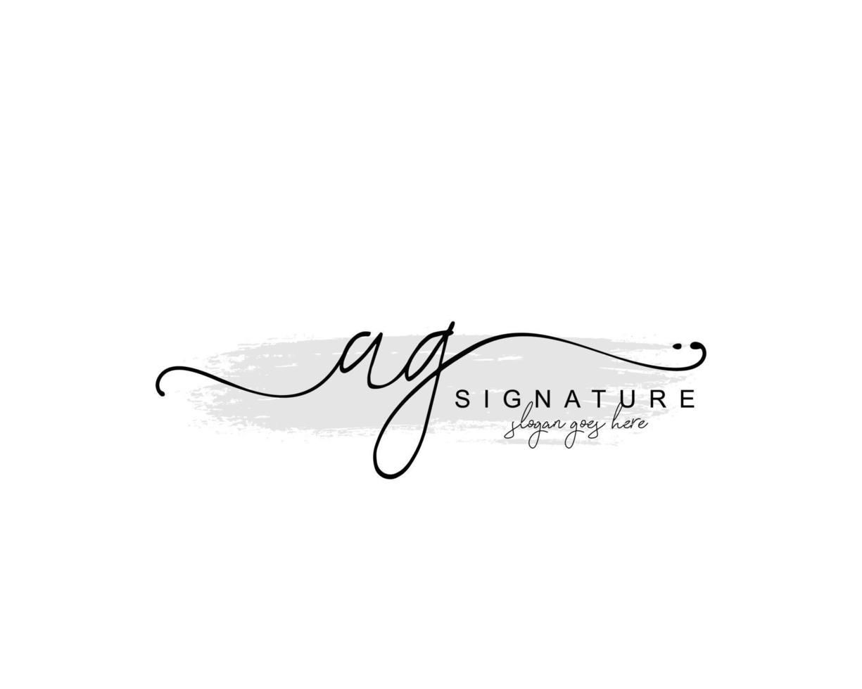 Initial AG beauty monogram and elegant logo design, handwriting logo of initial signature, wedding, fashion, floral and botanical with creative template. vector