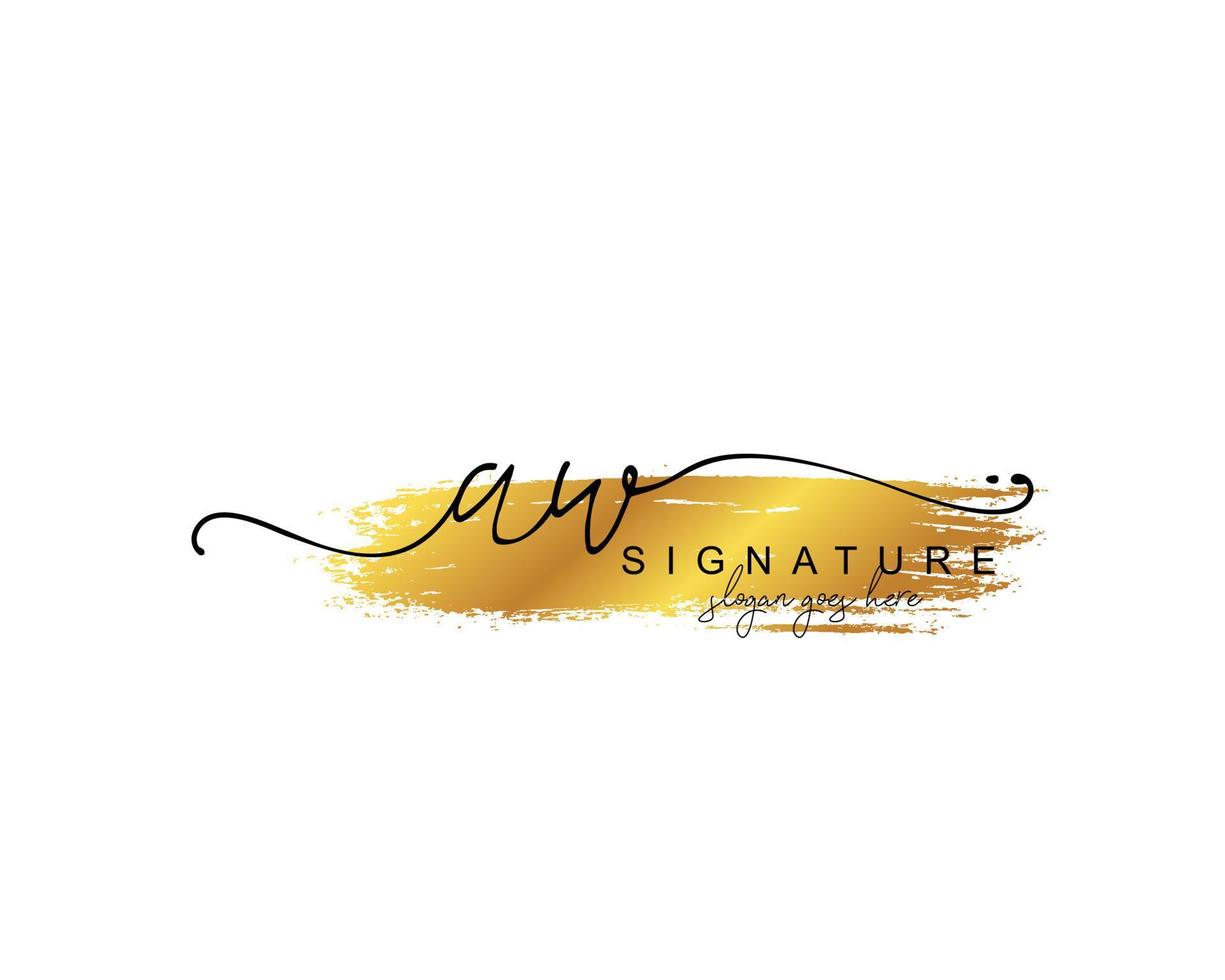 Initial AW beauty monogram and elegant logo design, handwriting logo of initial signature, wedding, fashion, floral and botanical with creative template. vector