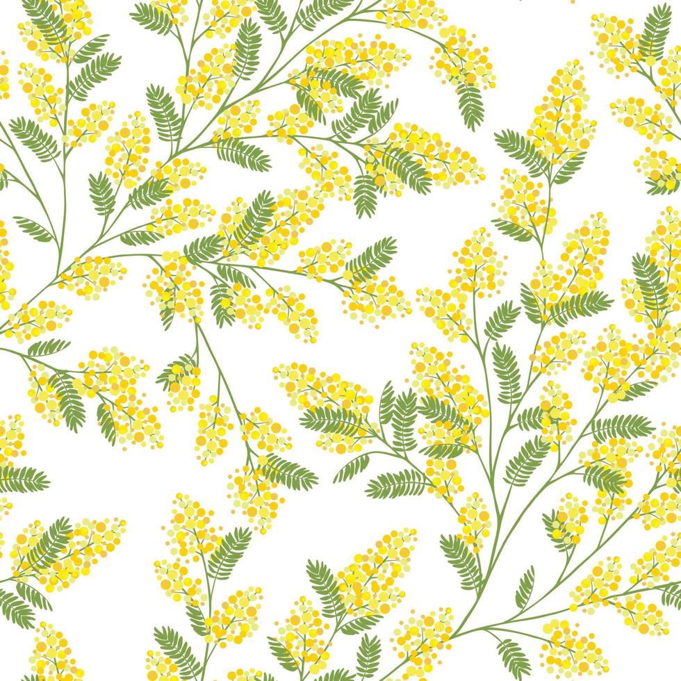 Seamless Spring Pattern with Sprig of Mimosa vector
