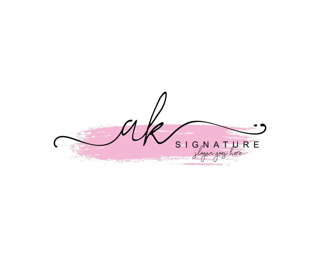 Initial AK beauty monogram and elegant logo design, handwriting logo of initial signature, wedding, fashion, floral and botanical with creative template. vector