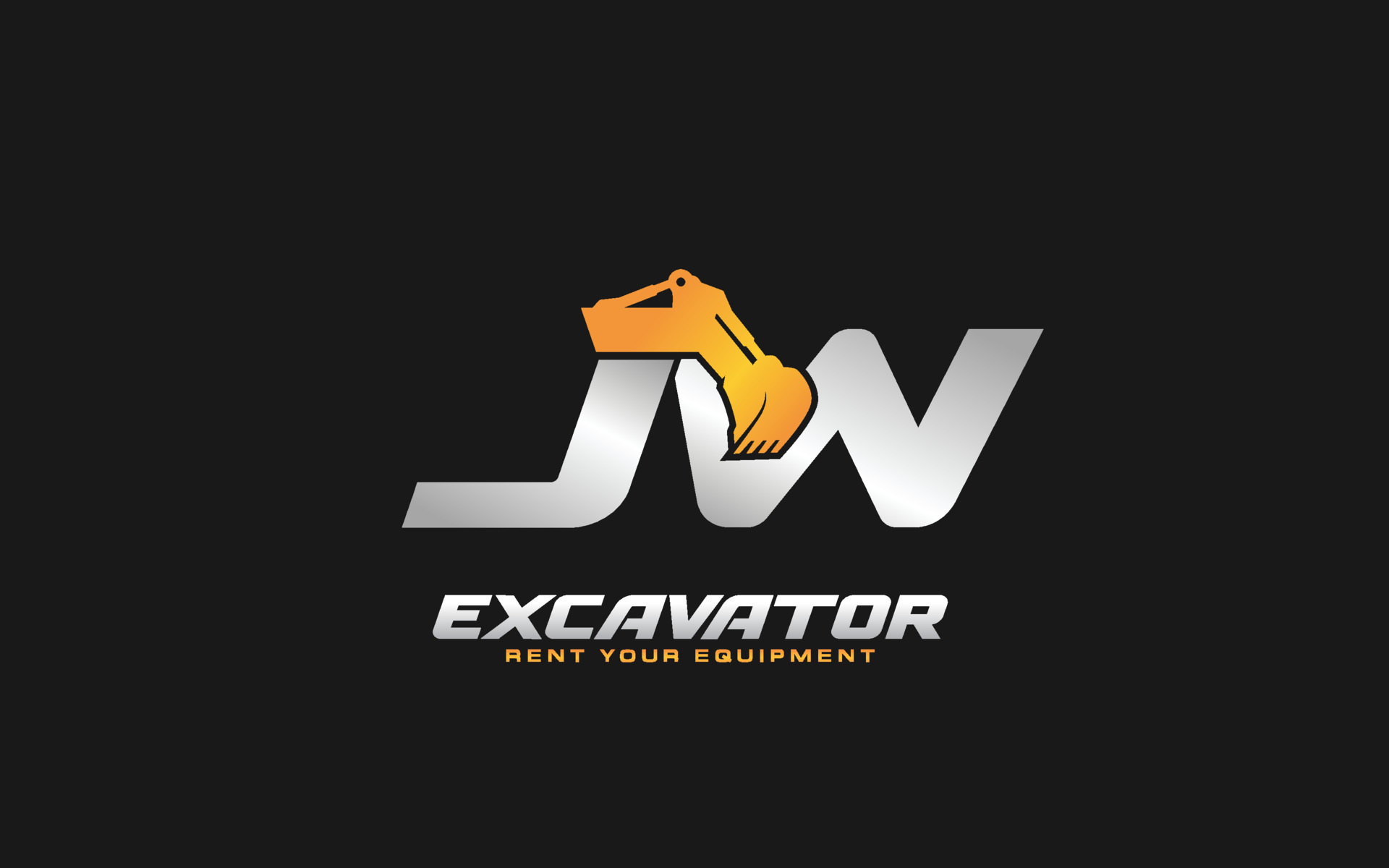 JW logo excavator for construction company. Heavy equipment template