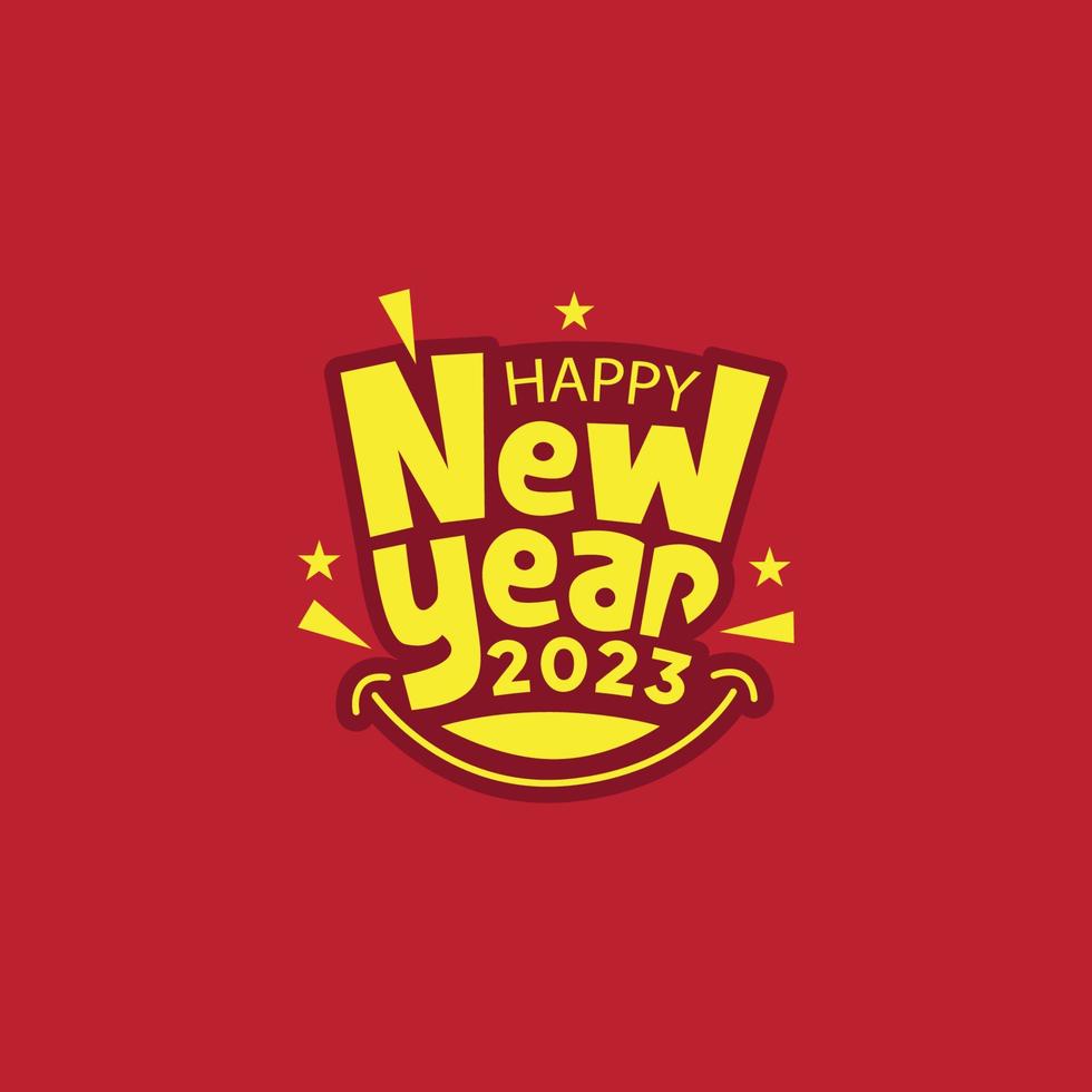 Happy New Year 2023 Vector Illustration with Typography Logo. Greeting Card, Banner, Poster. New Year Template Background