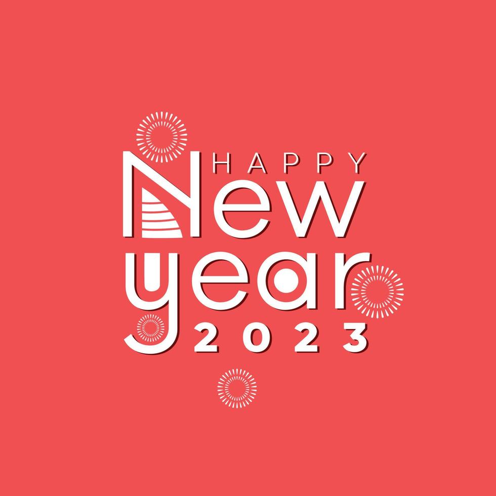 Happy New Year 2023 Vector Illustration with Typography Logo. Greeting Card, Banner, Poster. New Year Template Background