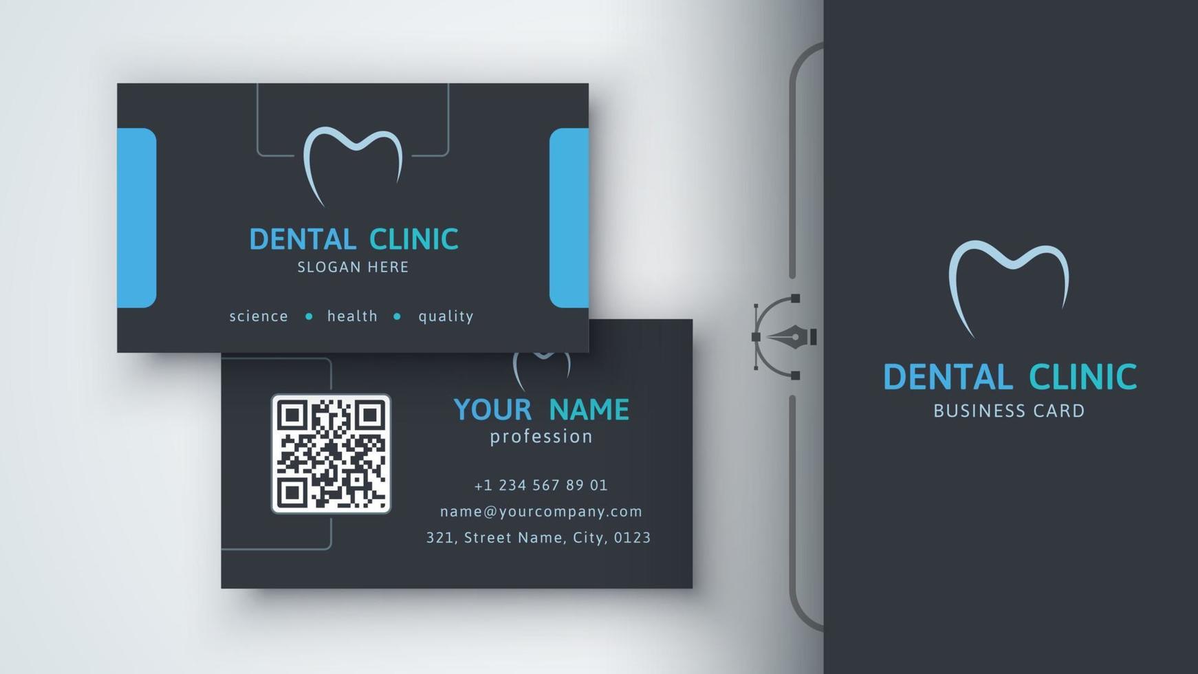 Dental Template Business Card. Brand For Your Company. vector