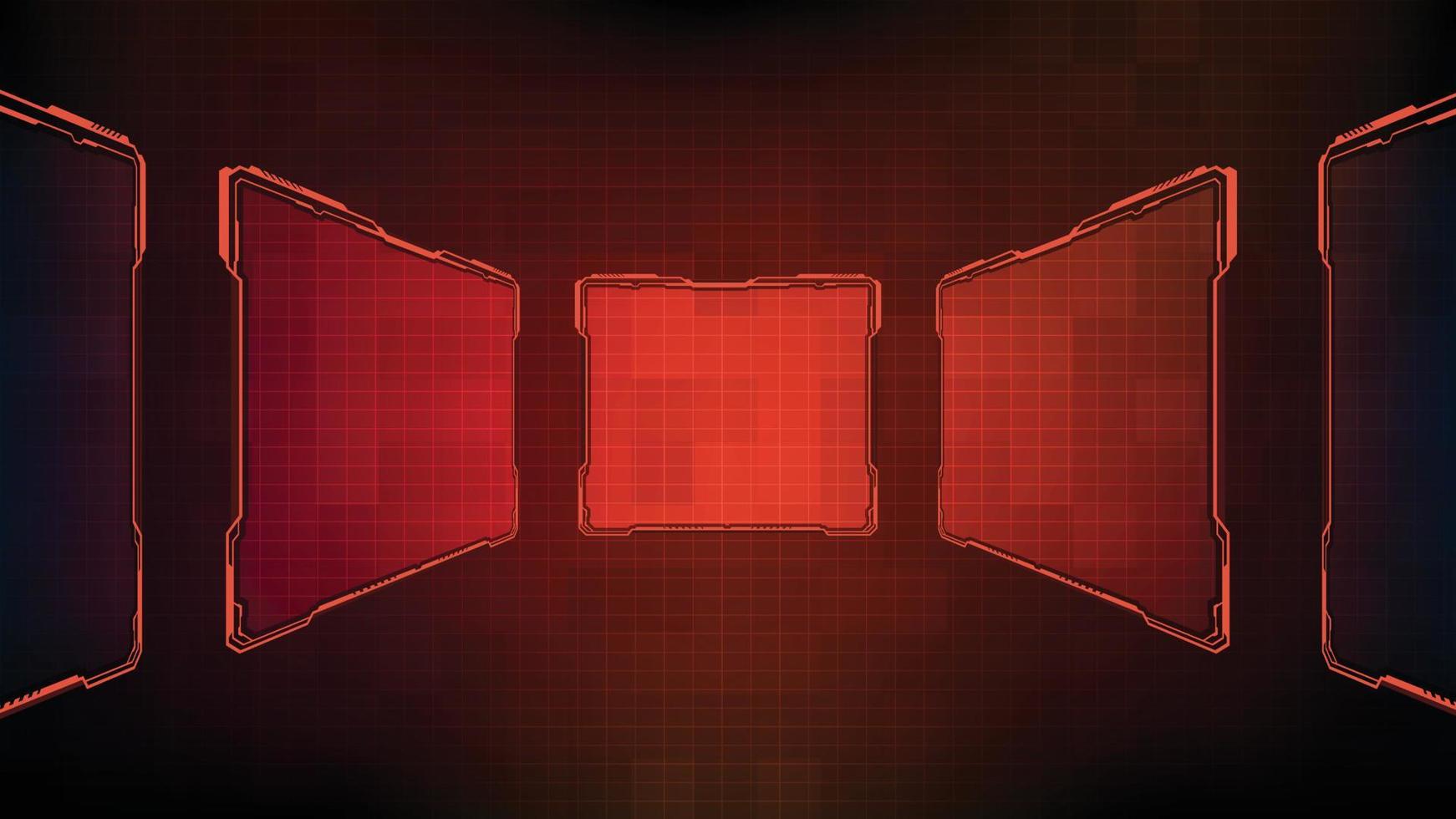 abstract futuristic background of red glowing technology sci fi frame hud ui vector