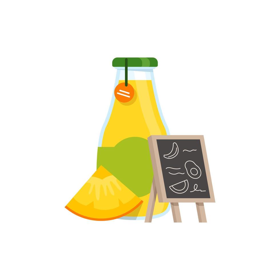 pineapple juice,flat design icon vector illustration