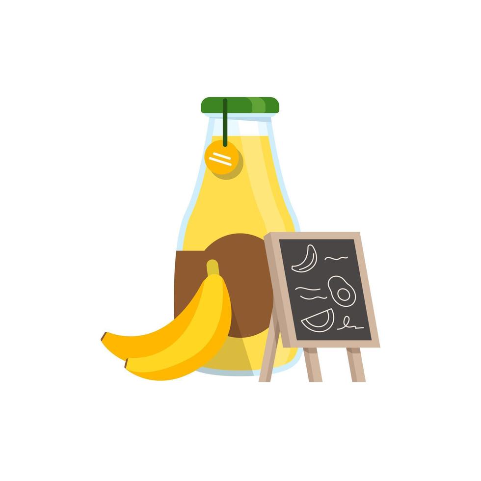 jugo de plátano, ilustración de vector de icono de diseño plano