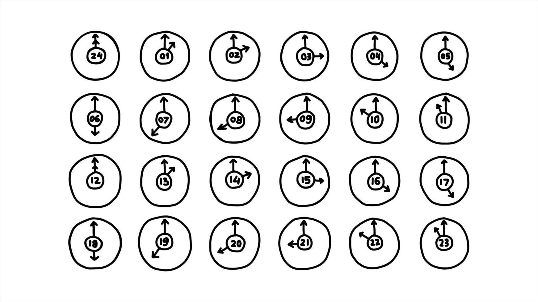 graphic vector of clock icon design with various time and using hand drawing style