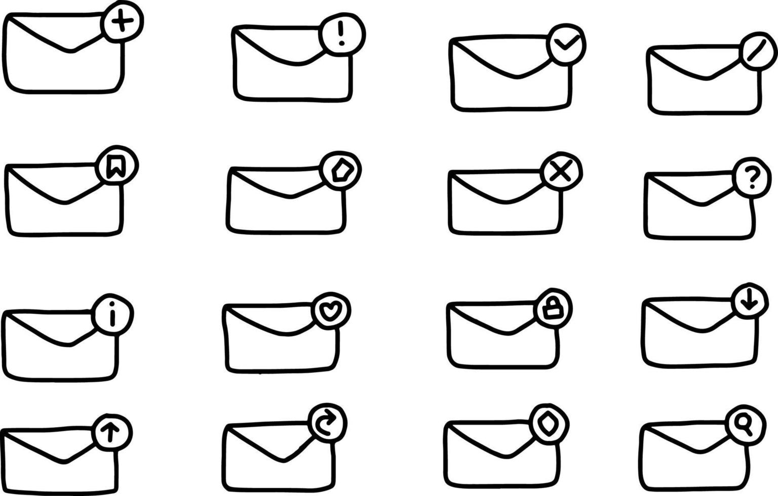 vector gráfico de diseño de icono de correo electrónico con varias notificaciones y usando estilo de dibujo a mano
