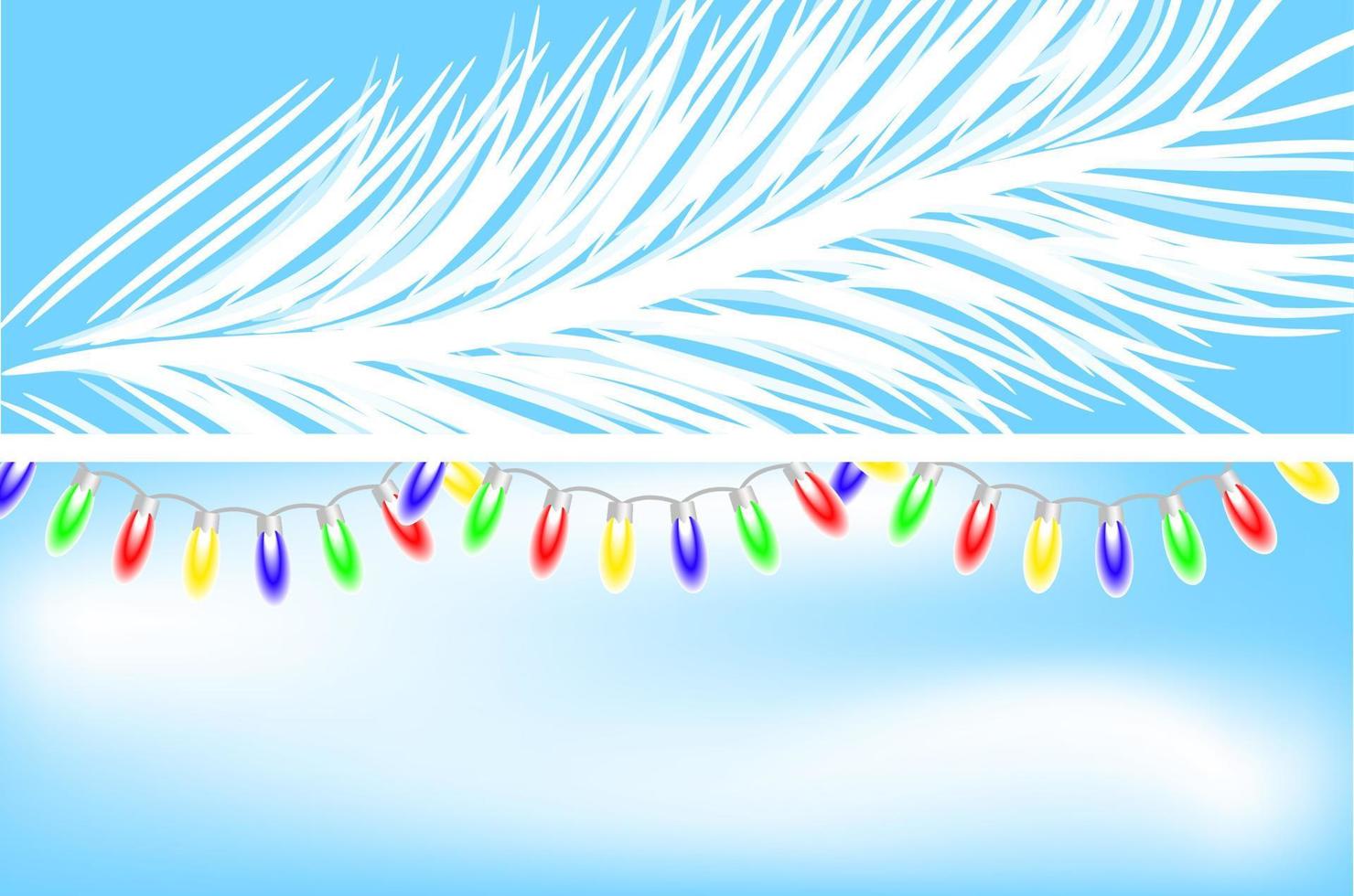 Two white and blue banners with a spruce branch and a garland. Concept of christmas and new year. Vector image