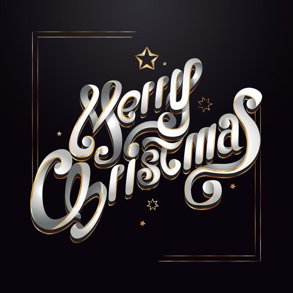 colección de diseño de texto blanco de feliz navidad con letras en ilustración de fondo negro y dorado. vector