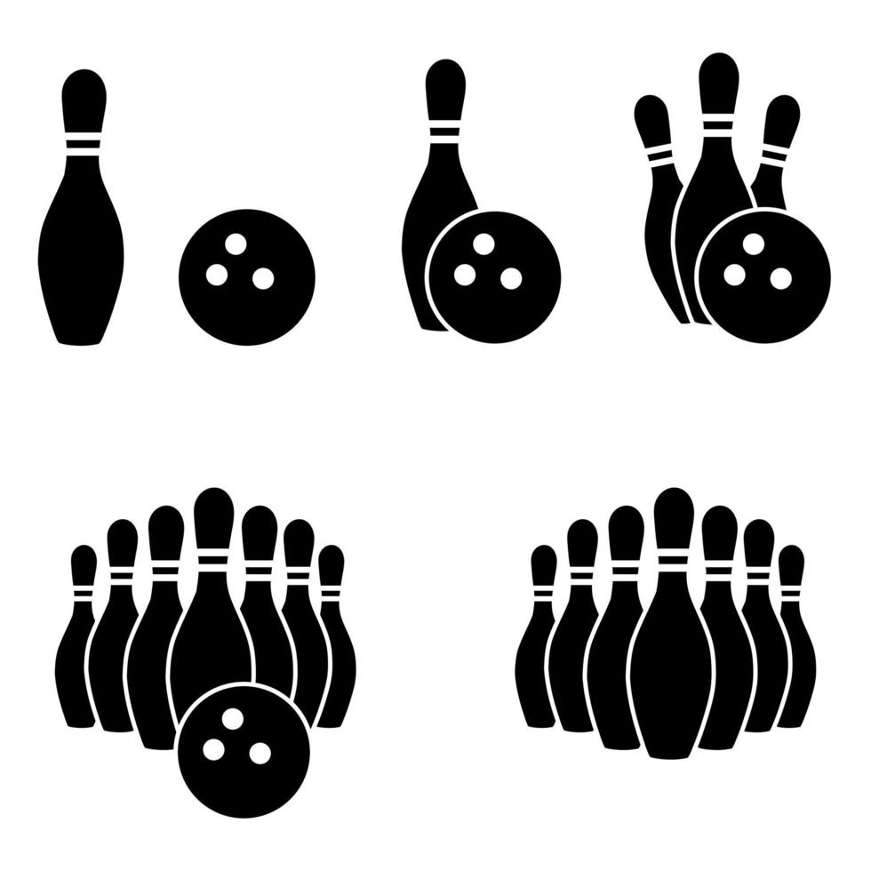 Bowling icons set vector