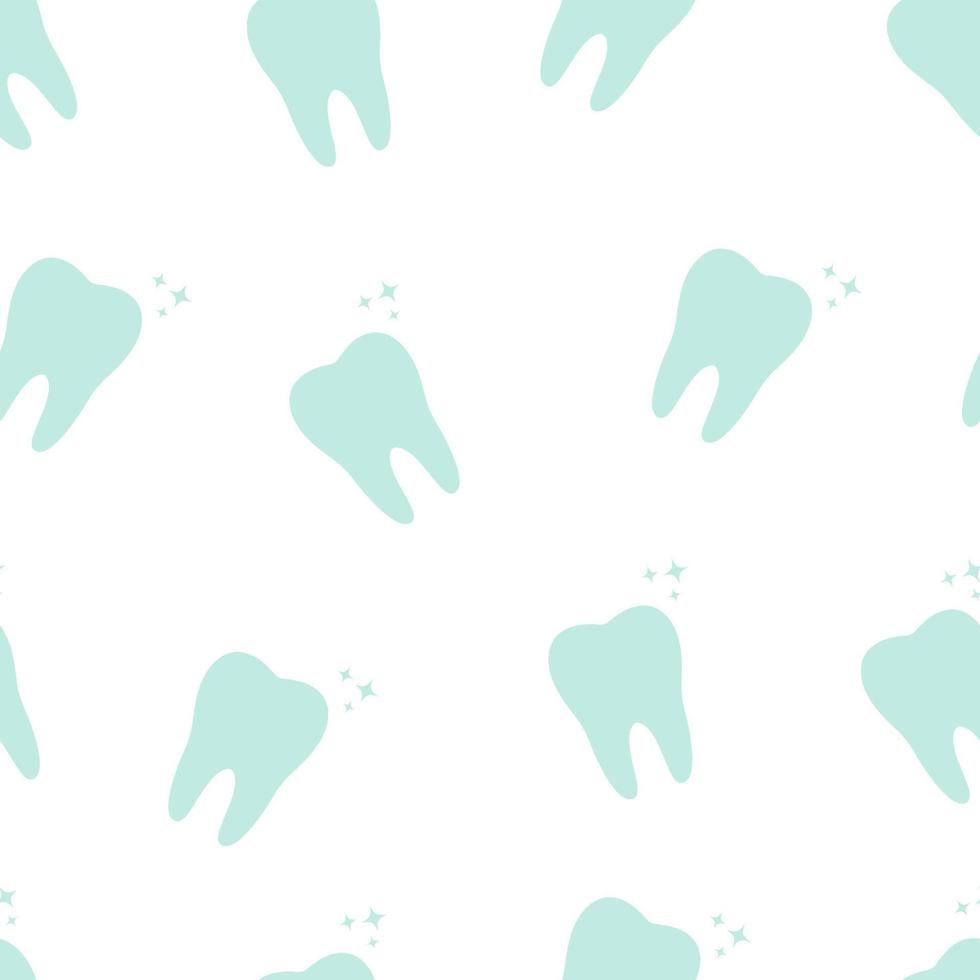 Seamless pattern of healthy teeth on white background. Vector illustration