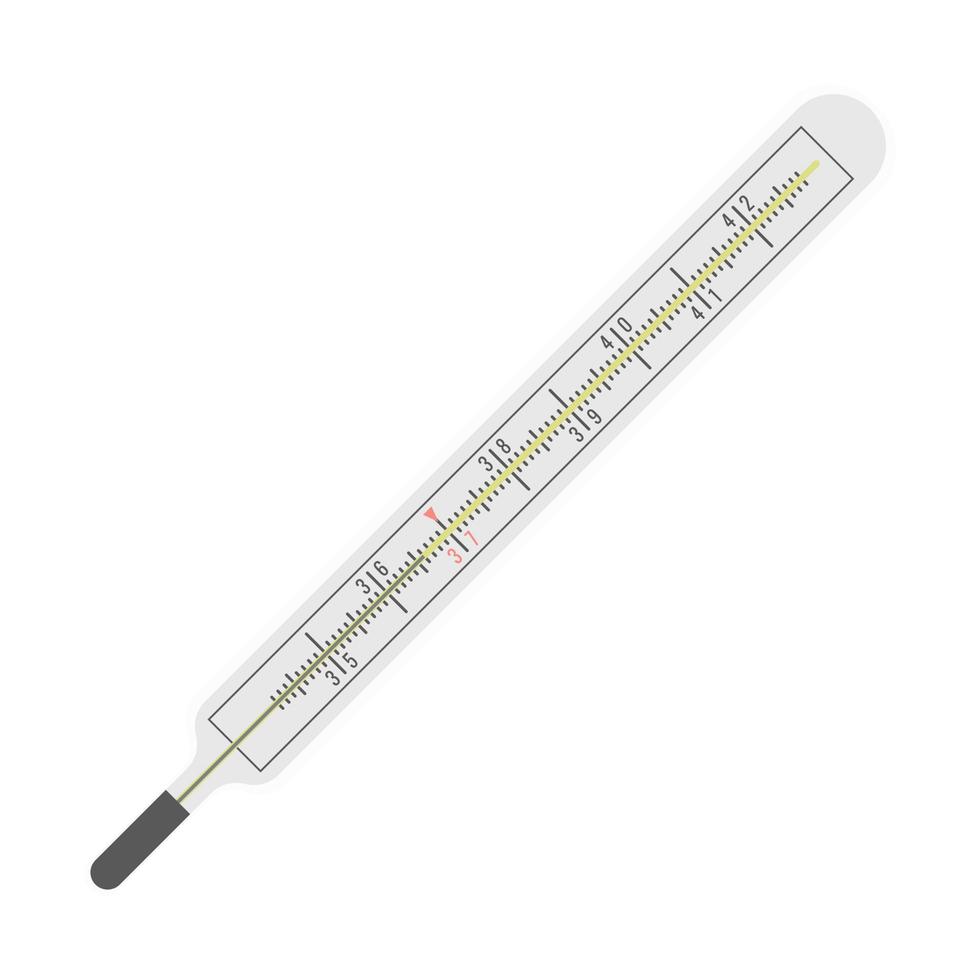 Medical thermometer on white background. Medical treatment. Vector illustration.