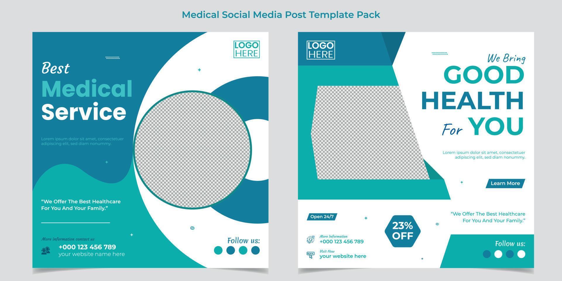 Medical healthcare web banner or square flyer or social media post template design vector
