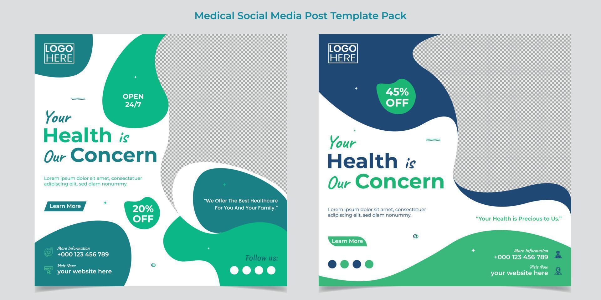 Medical healthcare web banner or square flyer or social media post template design vector