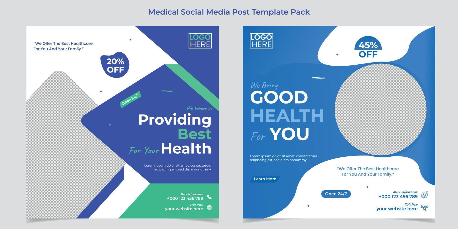 Medical healthcare web banner or square flyer or social media post template design vector