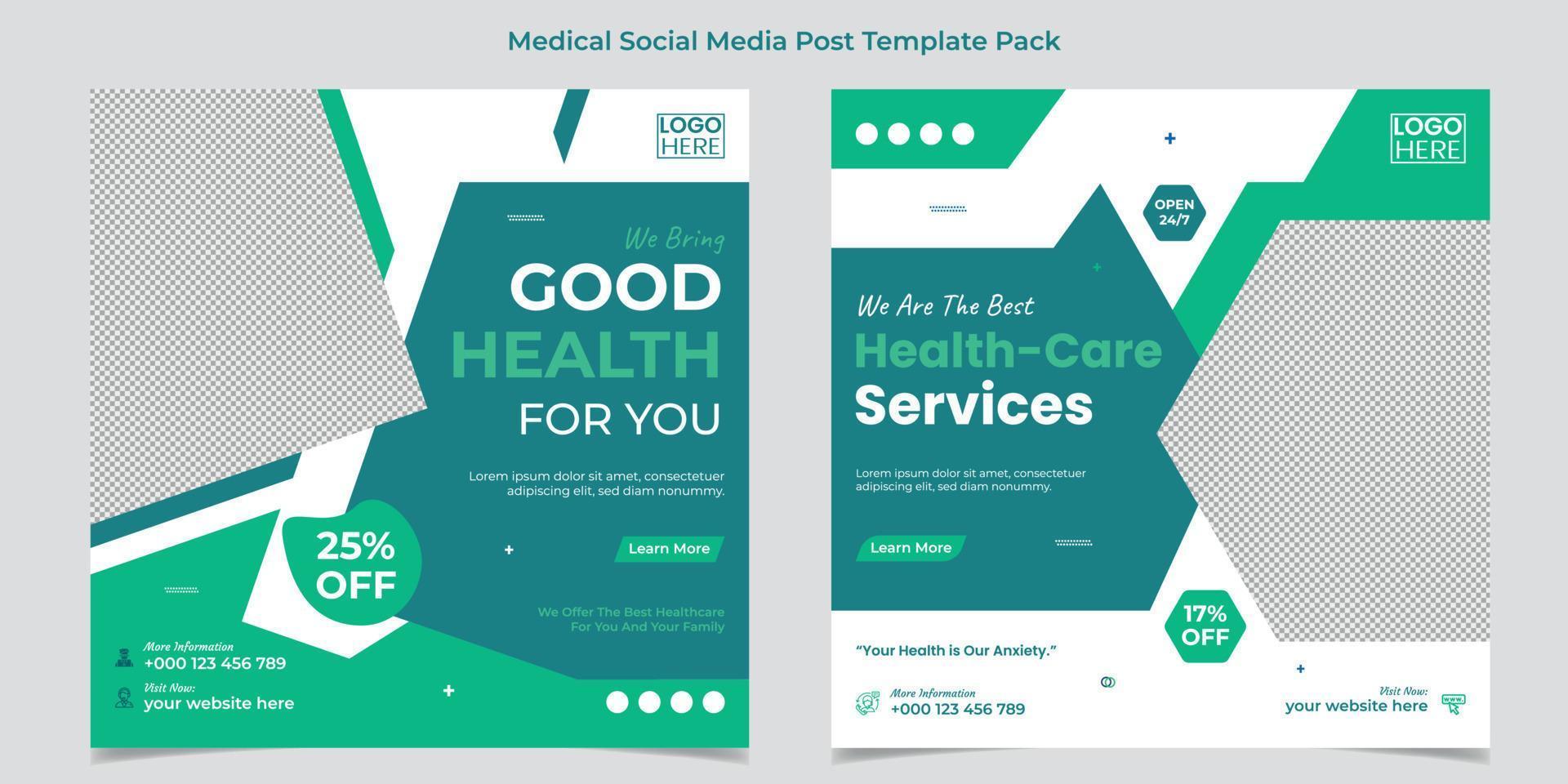 Medical Healthcare square flyer and social media post template design vector