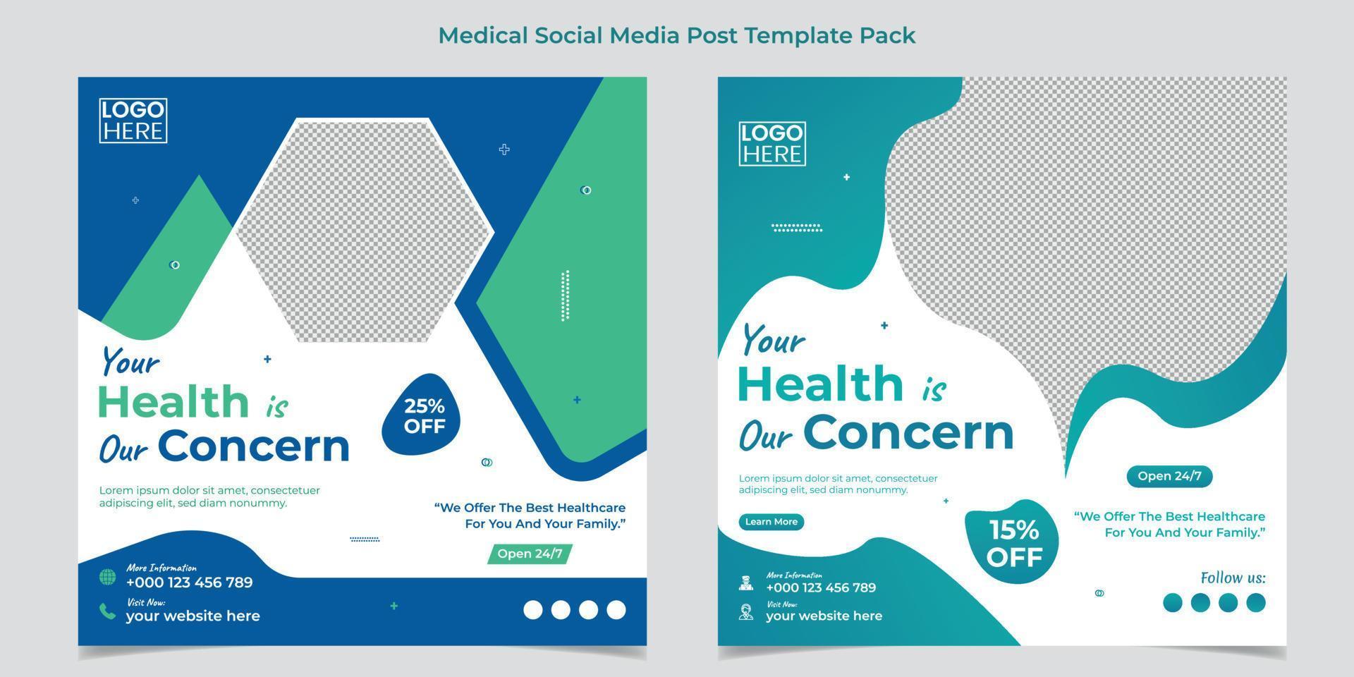 Medical healthcare web banner or square flyer or social media post template design vector