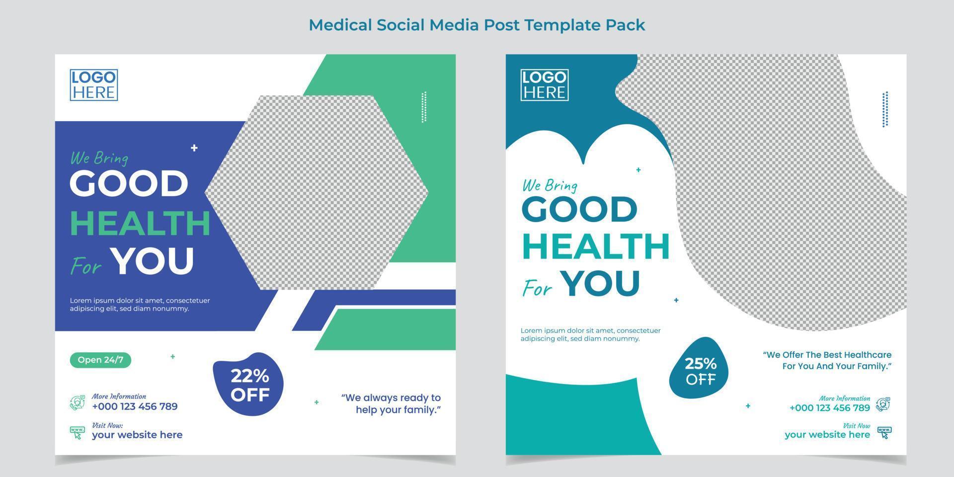 Medical Healthcare square flyer and social media post template design vector