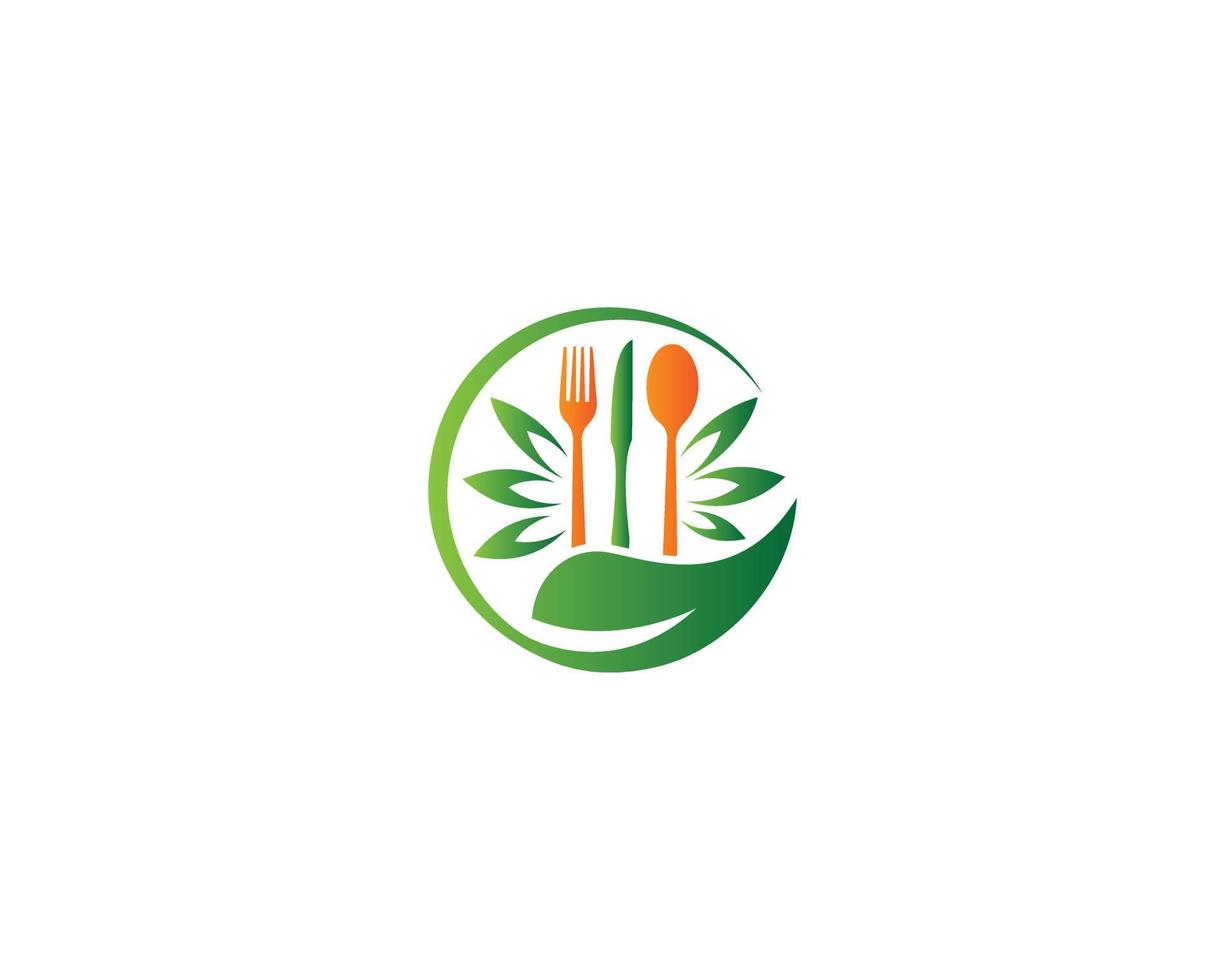 Healthy Food Leaf Nature Concept Logo Icon Design Vector Template.