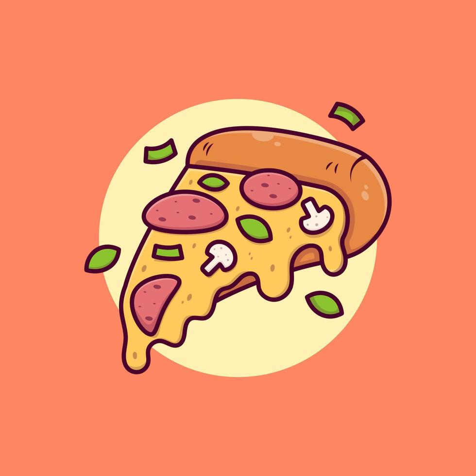 Slice pizza floating cartoon vector